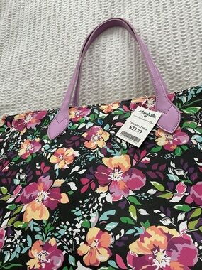 Floral Print Tote Bag with Lavender Handles MARSHALLS  STORE